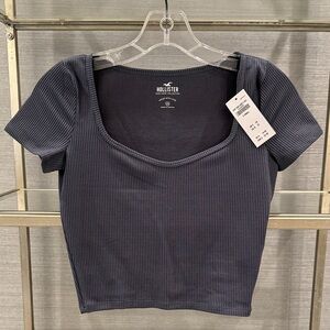 Hollister Women's Navy Ribbed Bodysuit